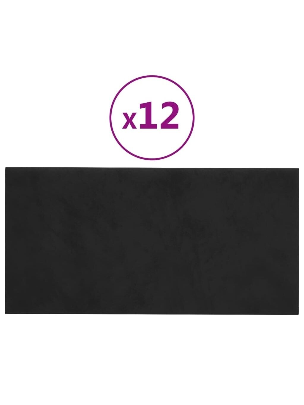 Seinapaneelid, 12 tk, mustad, 30 × 15 cm, samet, 0,54 m² 1