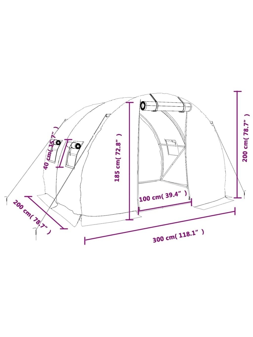 Šiltnamis su plieno rėmu, baltos spalvos, 3x2x2 m, 6 m² 11