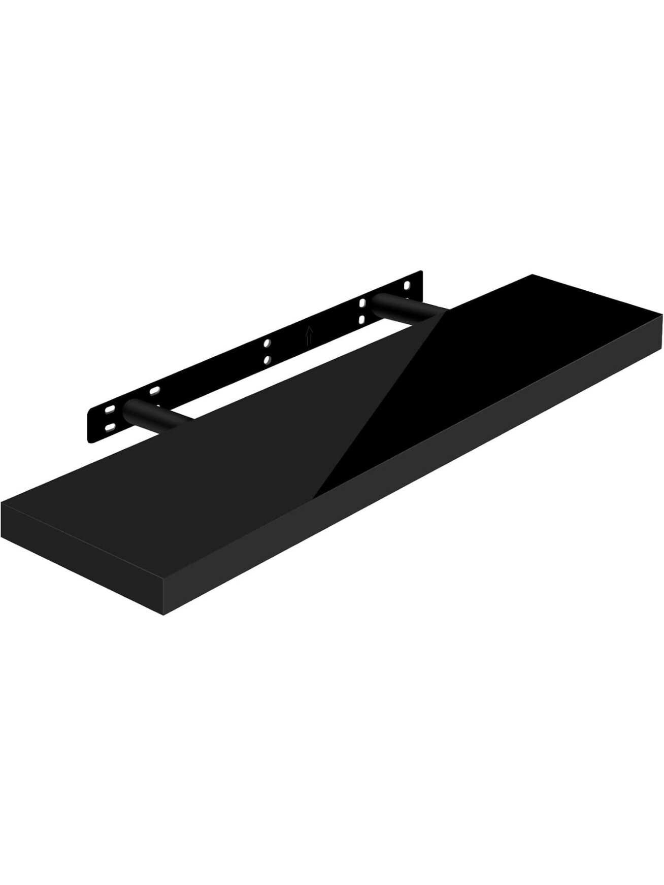 Floating wall shelf (high gloss black), wooden board, 70x22.9x3.8 cm Floating wall shelf (high gloss black), wooden board, 70x22.9x3.8 cm