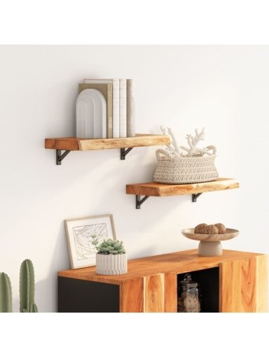 Wall shelf, 40 × 30 × 2.5 cm, acacia solid wood, with live edge