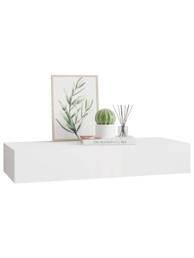 Sieninė lentyna su stalčiumi, 60x23,5x10 cm, MDF, balta