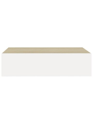 Sienas plaukts ar atvilktni, ozols/balts, 40 x 23,5 x 10 cm, MDF