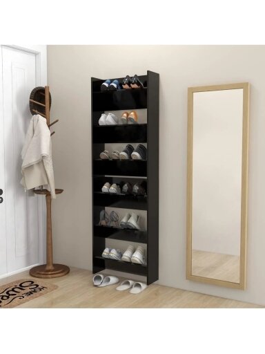Sieninės spintelės batams, 2vnt., juodos, 60x18x90cm, mediena
