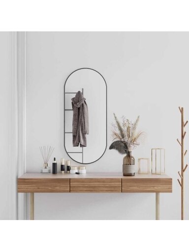Seinapeegel, musta värvi, 100×45 cm, ovaalse kujuga