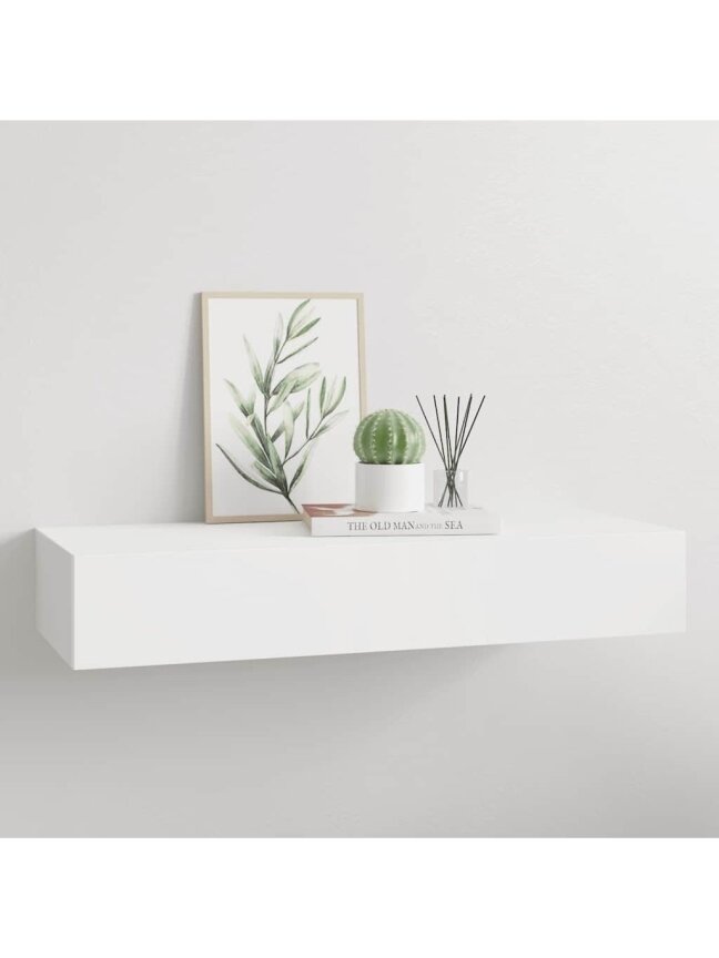 Sieninė lentyna su stalčiumi, 60x23,5x10 cm, MDF, balta 10