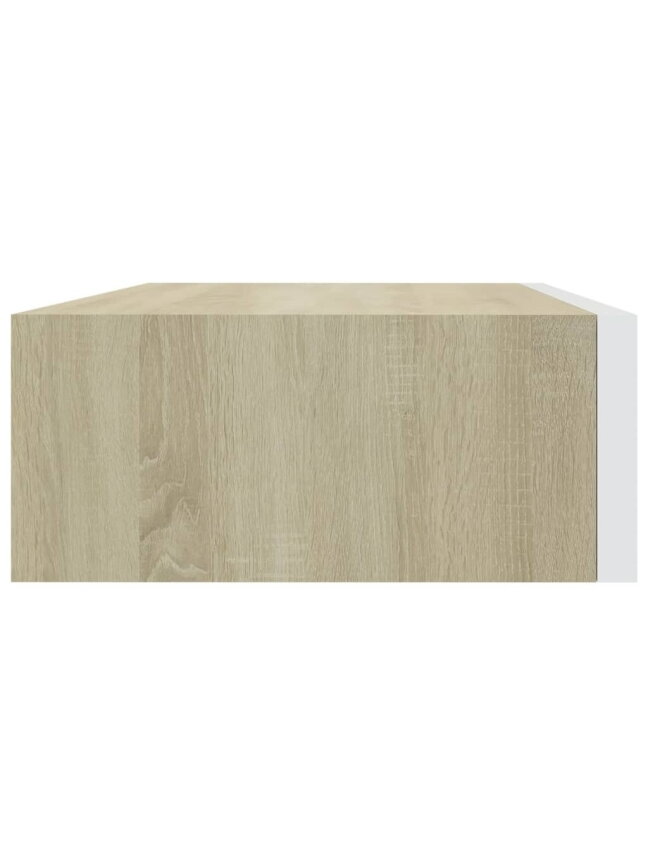 Wall shelf with drawer, oak/white, 40 x 23.5 x 10 cm, MDF 3 Wall shelf with drawer, oak/white, 40 x 23.5 x 10 cm, MDF 3