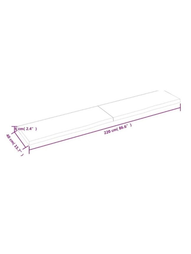 Wall shelf, light brown, 220 × 40 × (2–6) cm, solid oak 5