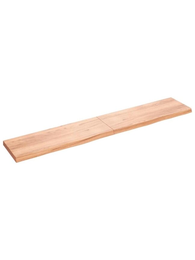 Wall shelf, light brown, 220 × 40 × (2–6) cm, solid oak