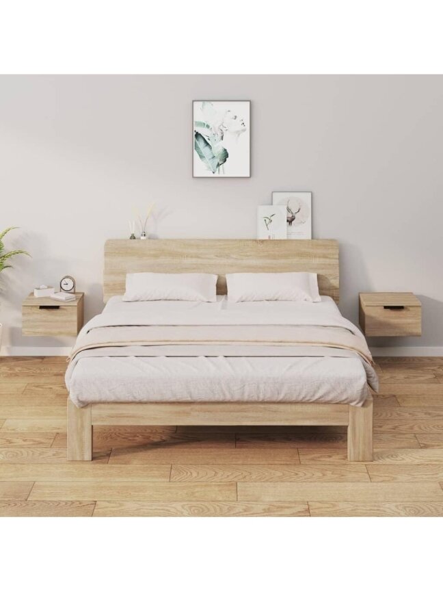 Wall-mounted bedside cabinets, 2 pcs, oak, 34x30x20 cm 1
