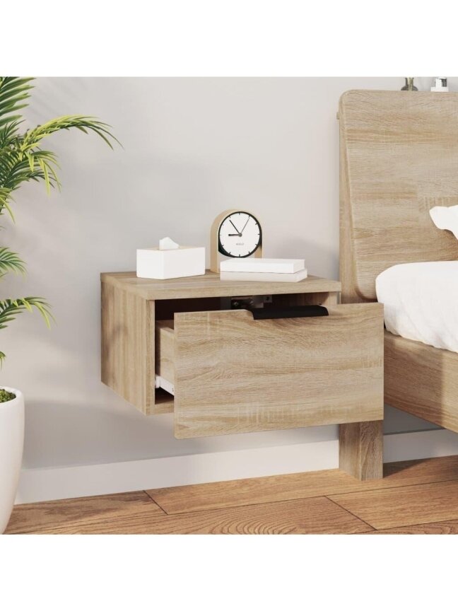 Wall-mounted bedside cabinets, 2 pcs, oak, 34x30x20 cm