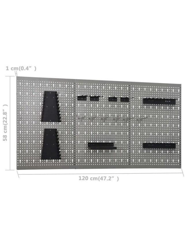 Seinaplaadid konksudega, 3 tk, 40 × 58 cm, teras 10