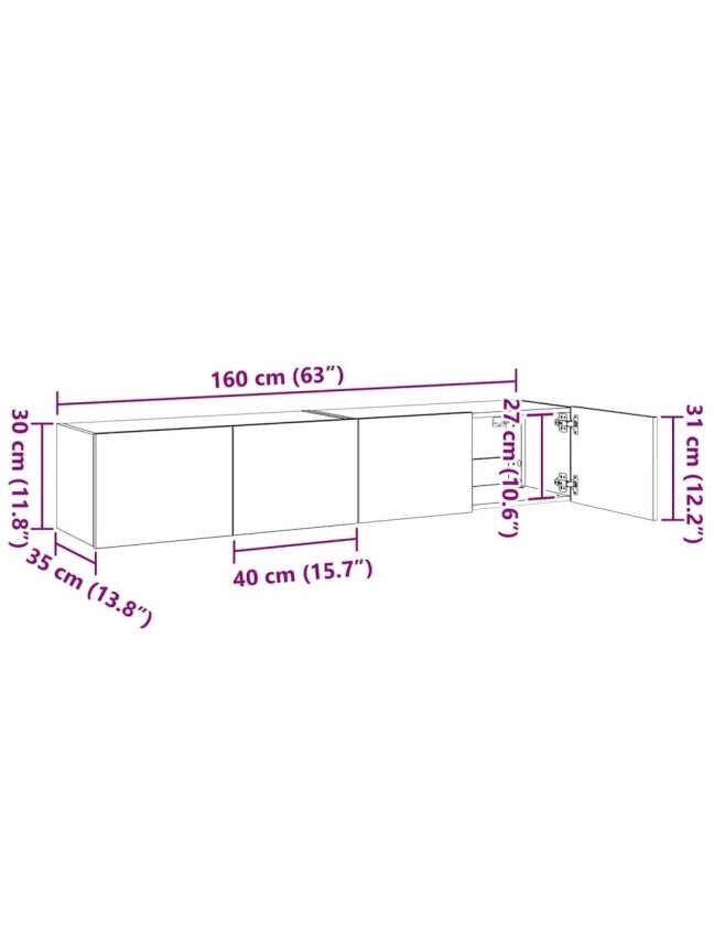 Wall-mounted TV cabinets with LED, 2 pcs, white, 80 × 35 × 31 cm 12 Wall-mounted TV cabinets with LED, 2 pcs, white, 80 × 35 × 31 cm 12