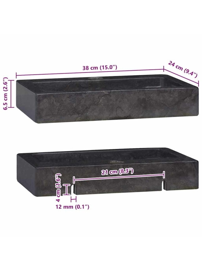 Seinapealne valam, Must, 38×24×6,5 cm, Marmor 10