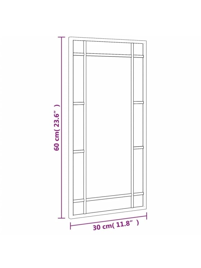 Wall mirror, black, 30x60 cm, iron, rectangular 7