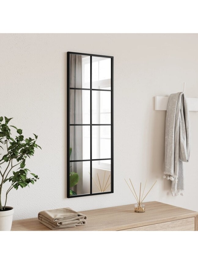 Wall mirror, black, 30x80 cm, iron, rectangular 1