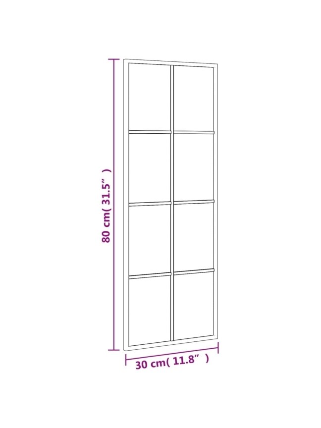 Wall mirror, black, 30x80 cm, iron, rectangular 3