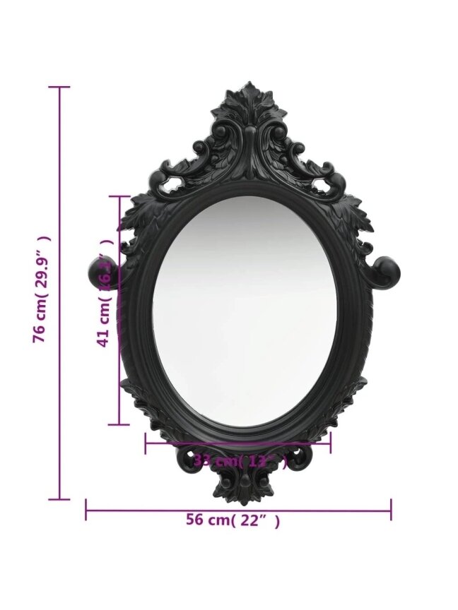 Wall mirror, black, 56 × 76 cm, palace style 4 Wall mirror, black, 56 × 76 cm, palace style 4