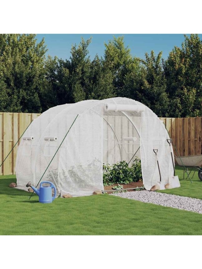 Šiltnamis su plieno rėmu, baltos spalvos, 3x2x2 m, 6 m²