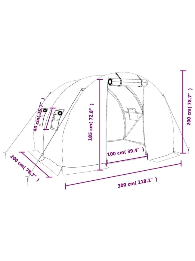 Šiltnamis su plieno rėmu, baltos spalvos, 3x2x2 m, 6 m² 11