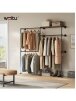 Industrial-Style Wall-Mounted Open Wardrobe with Shelf and 3 Clothes Hanging Rails