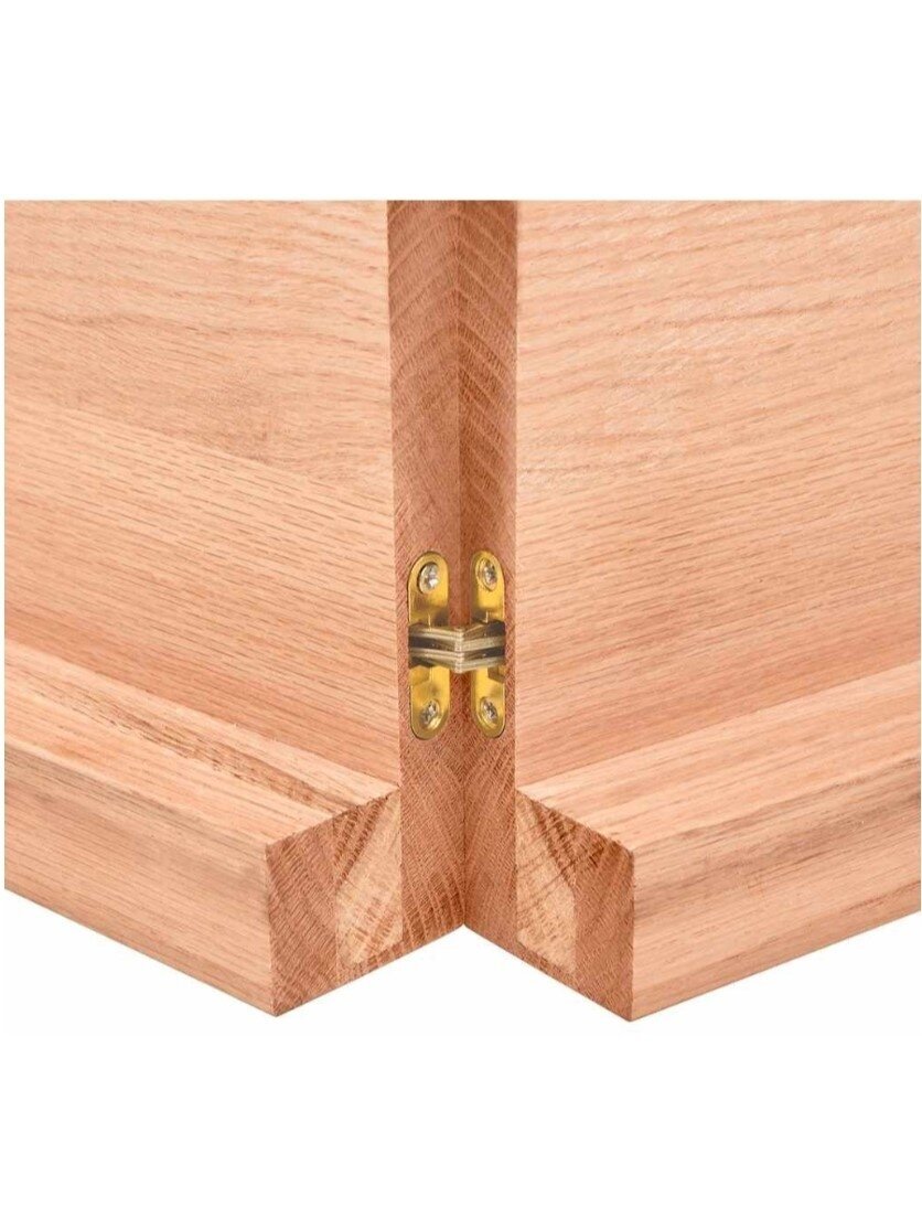 Wall shelf, light brown, 220 × 40 × (2–6) cm, solid oak 3