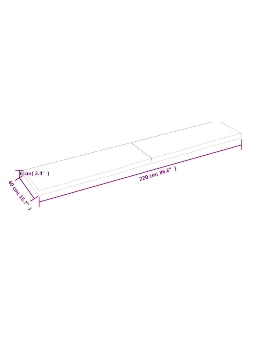 Wall shelf, light brown, 220 × 40 × (2–6) cm, solid oak 5