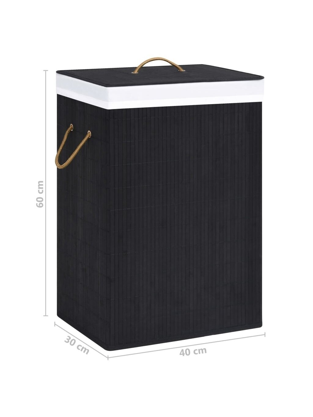 Pesukorv 2 sektsiooniga, must, bambus, 72 l 6