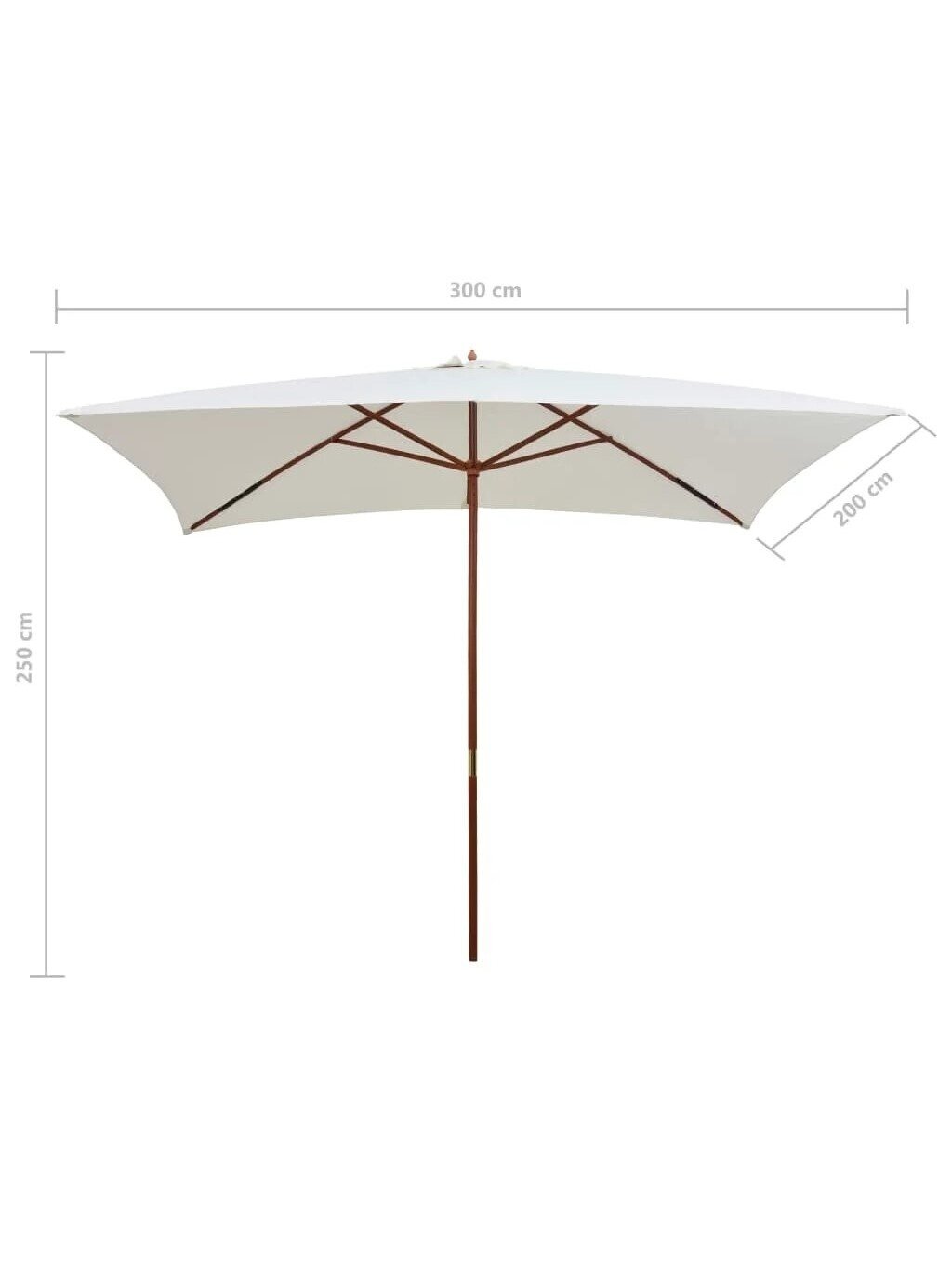 Sun umbrella, cream white, 200 x 300 cm, wooden pole. 6 Sun umbrella, cream white, 200 x 300 cm, wooden pole. 6