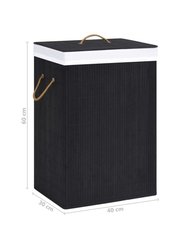 Pesukorv 2 sektsiooniga, must, bambus, 72 l 6