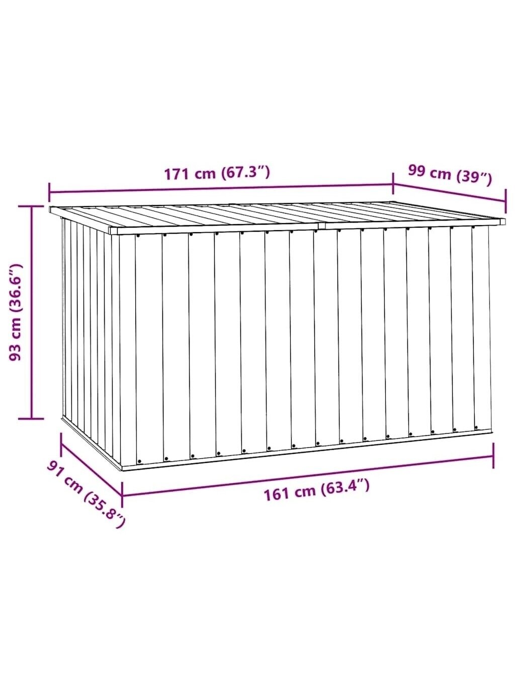 Garden storage box, anthracite color, 171×99×93 cm 10