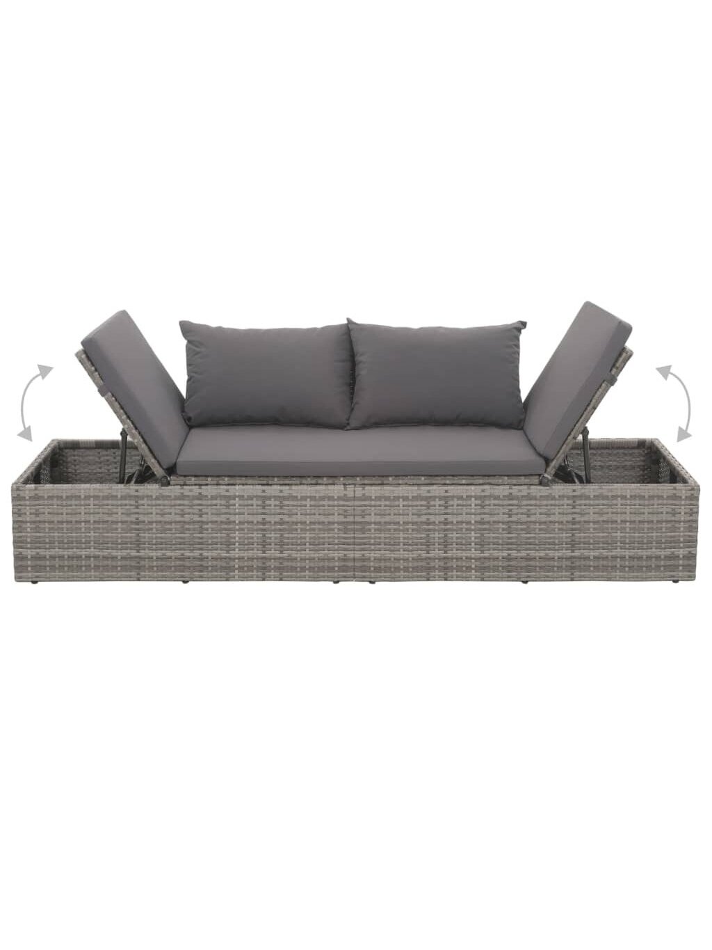 Garden lounger, gray, 195 x 60 cm, poly rattan 3 Garden lounger, gray, 195 x 60 cm, poly rattan 3