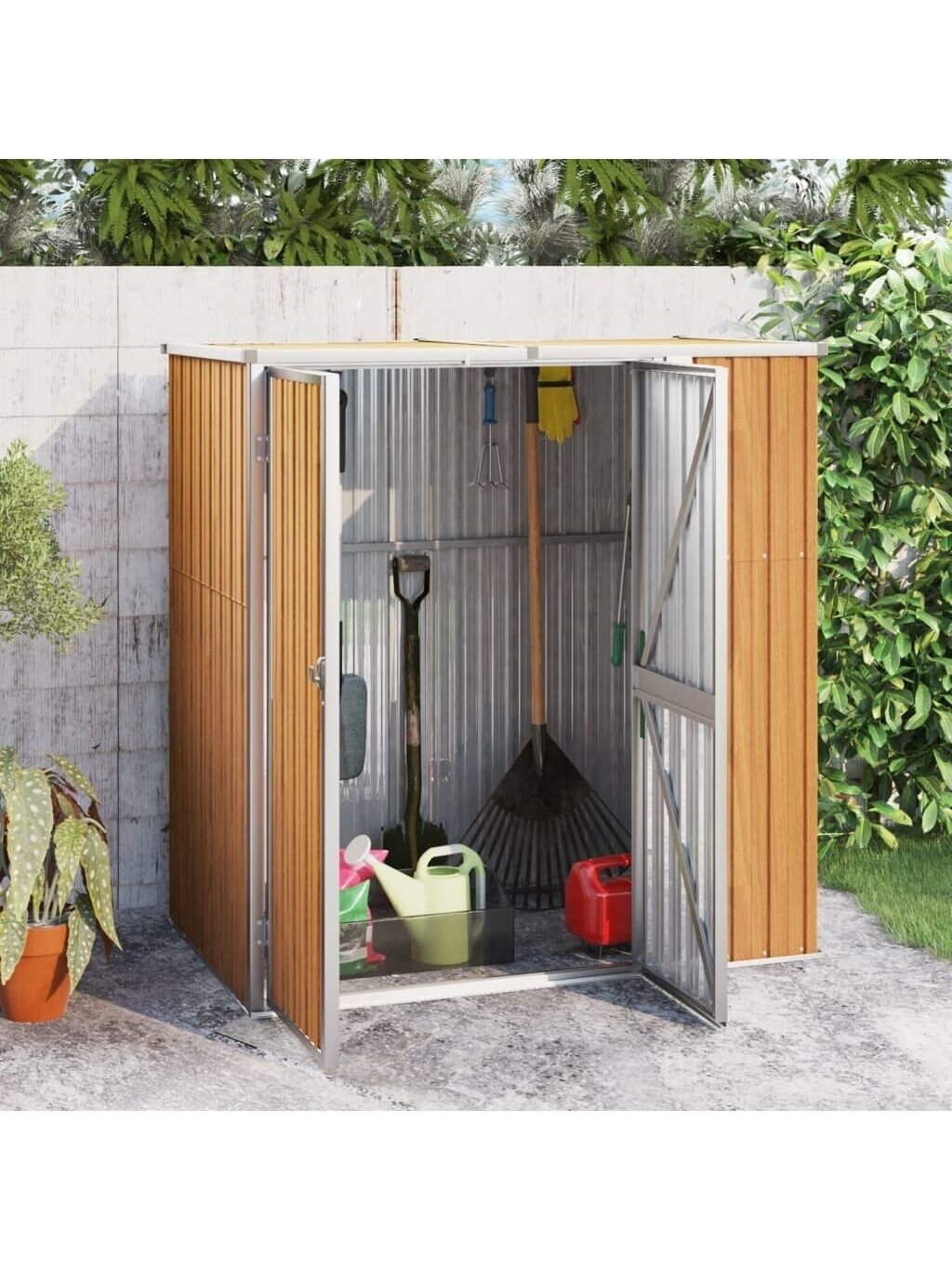 Garden tool shed, brown, 161×89×161 cm, galvanized steel 1 Garden tool shed, brown, 161×89×161 cm, galvanized steel 1
