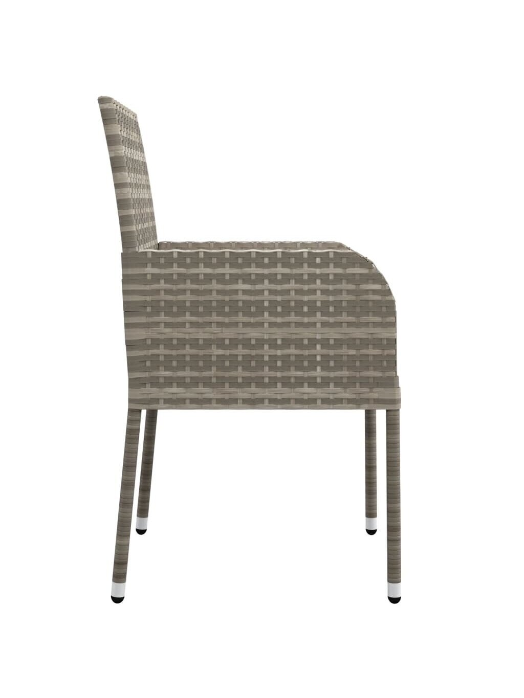 Garden chairs with cushions, 4 pcs, grey, poly rattan 2 Garden chairs with cushions, 4 pcs, grey, poly rattan 2