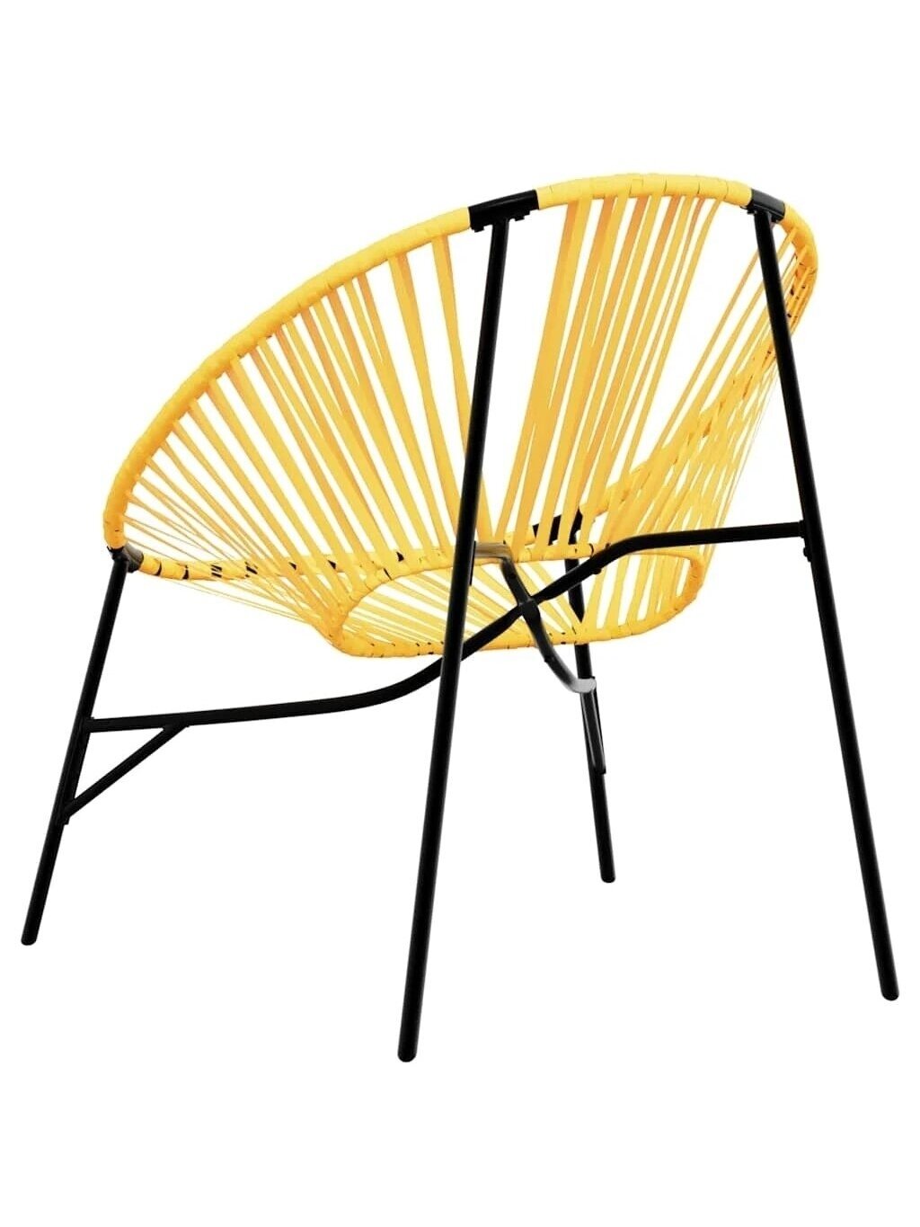 Garden Chair Set 3 pcs Black and Yellow Poly Rattan 6