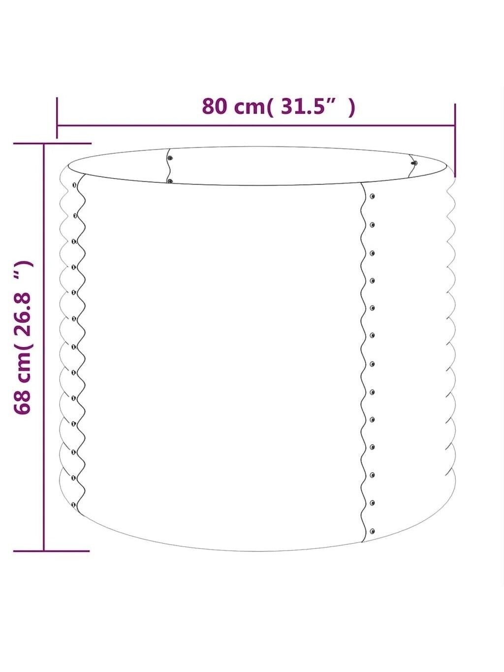 Garden bed, anthracite, 80x80x68 cm, galvanized steel 3