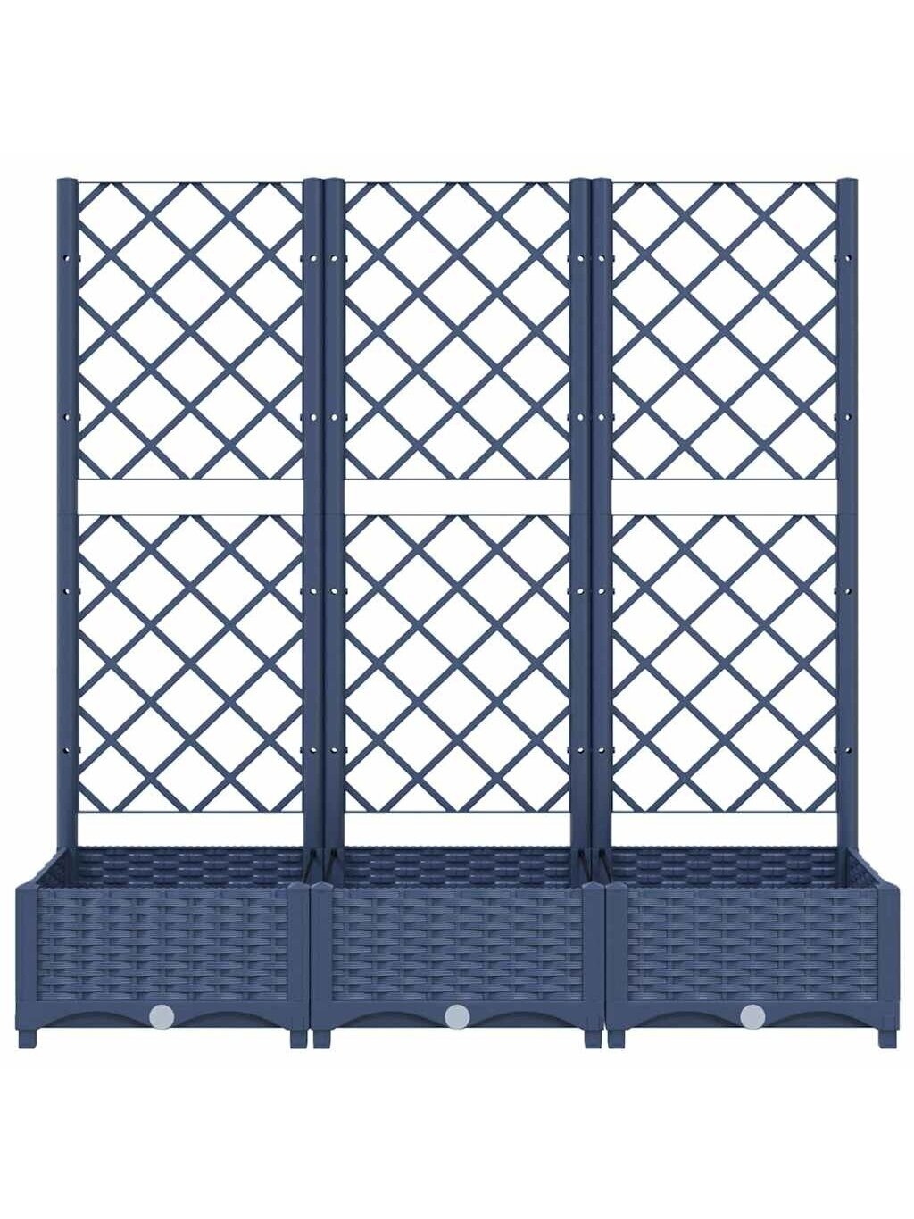 Garden planter with trellis, blue-grey, 120 × 40 × 121.5 cm, PP 3