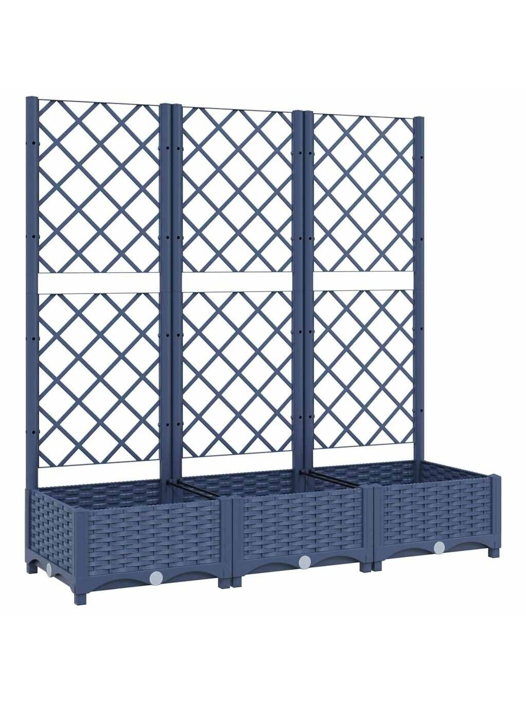 Garden planter with trellis, blue-grey, 120 × 40 × 121.5 cm, PP 1