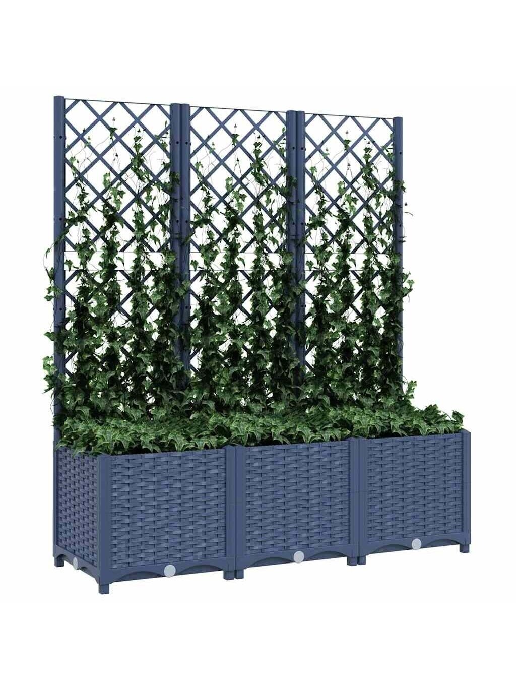Sodo lovelis su treliažu, mėlynai pilkas, 120x40x136cm, PP 2