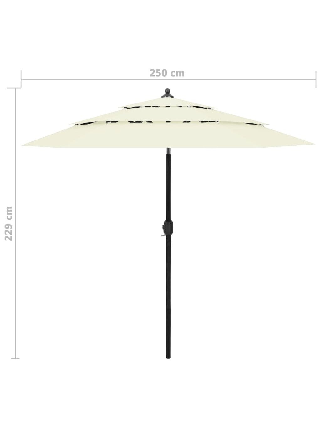 Parasol ogrodowy z aluminiowym słupkiem, kolor piaskowy, 2,5 m, 3 wysokości 6
