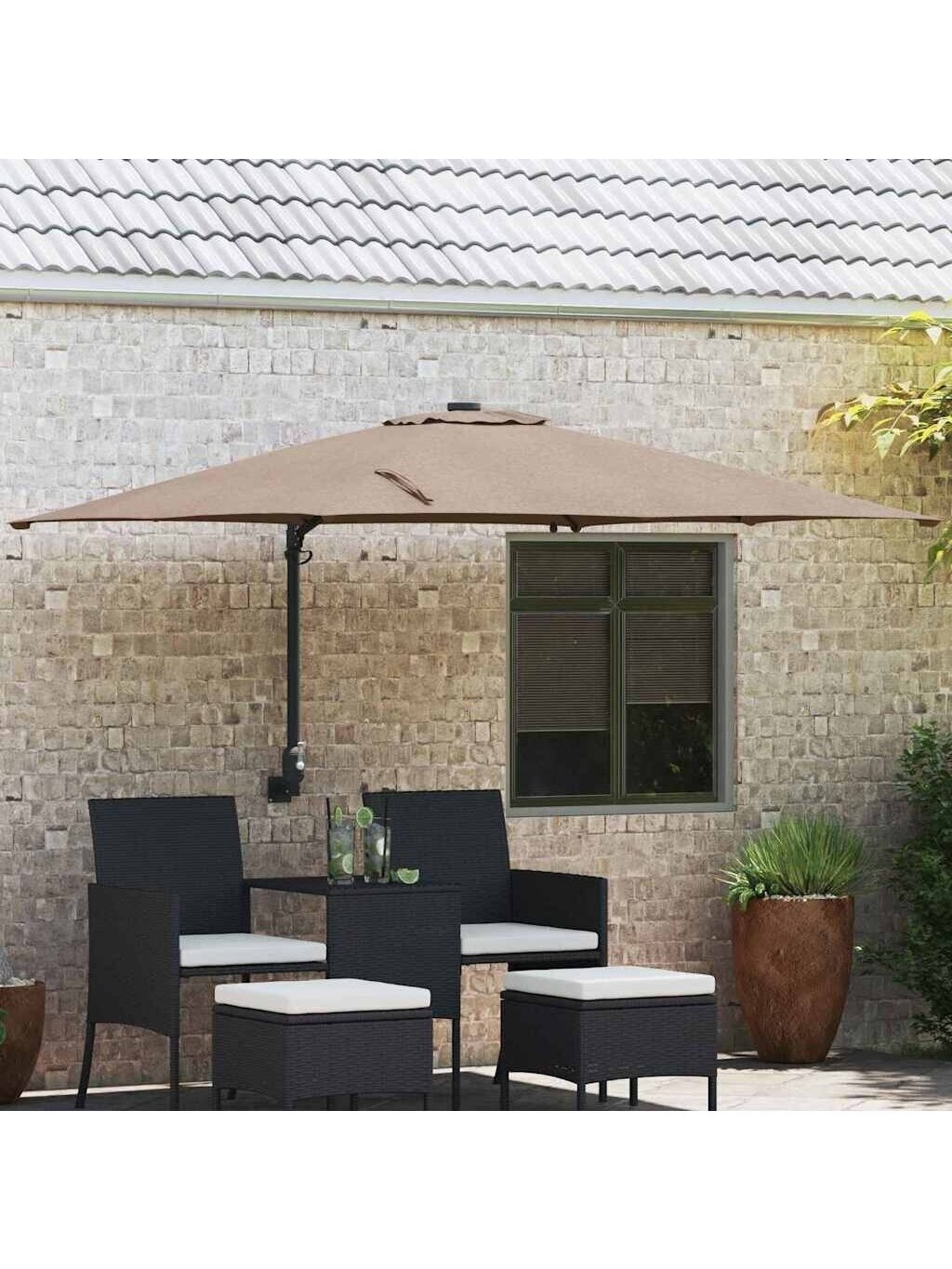 Garden Umbrella, Taupe Color, 248.5 × 247.5 × 160 cm, Fabric 1 Garden Umbrella, Taupe Color, 248.5 × 247.5 × 160 cm, Fabric 1