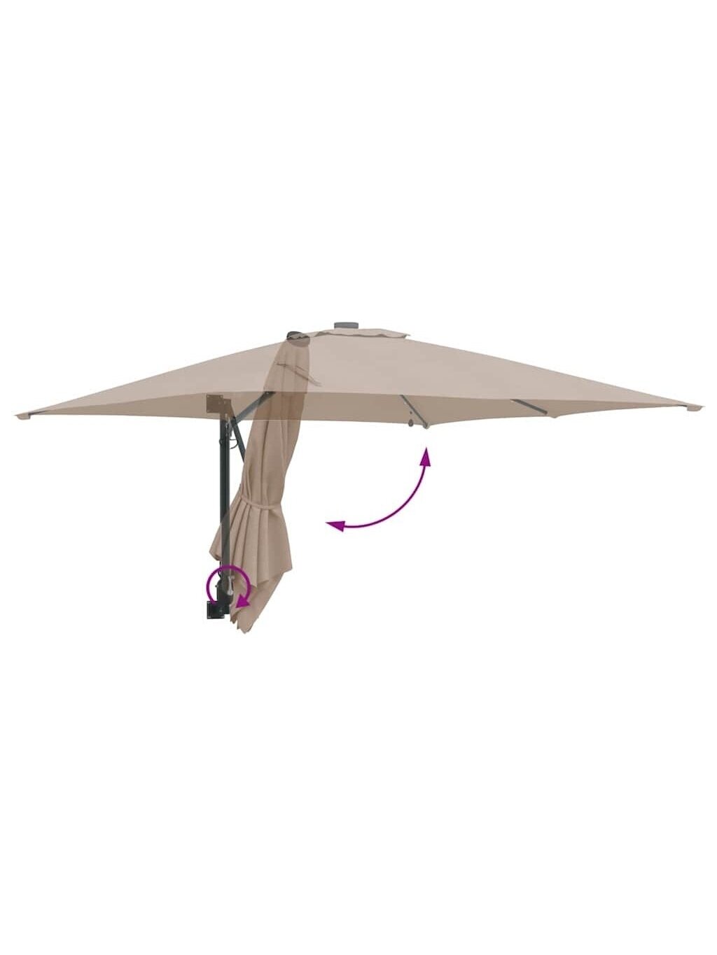 Garden Umbrella, Taupe Color, 248.5 × 247.5 × 160 cm, Fabric 6 Garden Umbrella, Taupe Color, 248.5 × 247.5 × 160 cm, Fabric 6