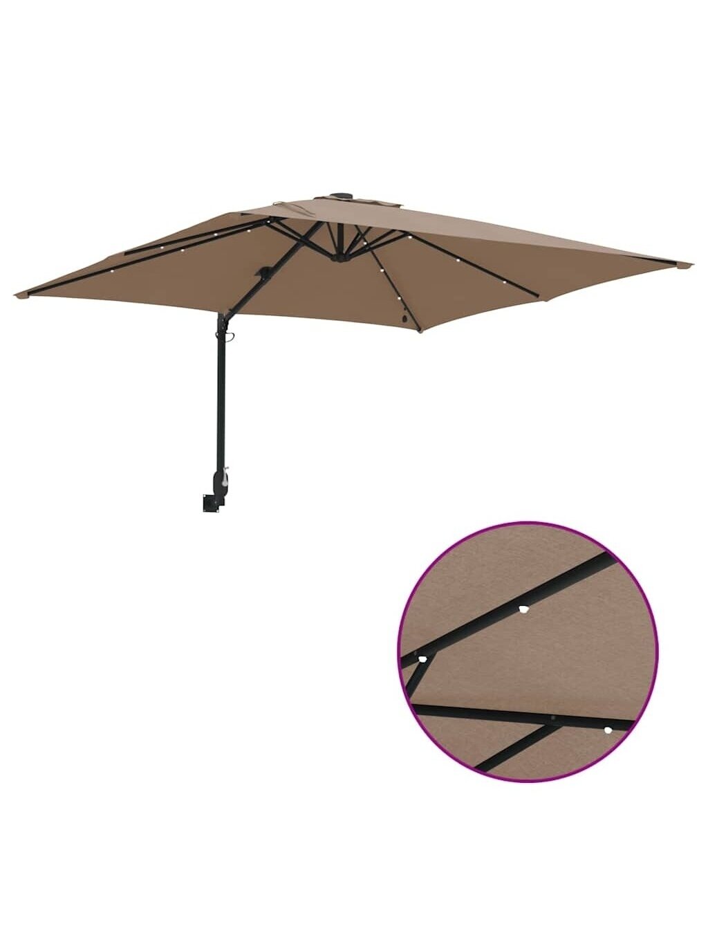 Sodo skėtis Taupe 248.5 x 247.5 x 160 cm audinys 7