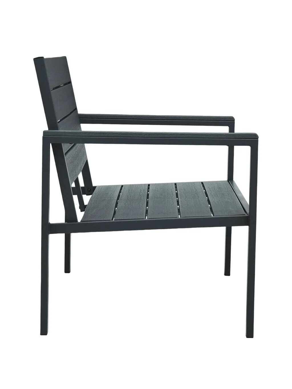 Garden bench, grey colour, 120 cm, HDPE, wood imitation. 1
