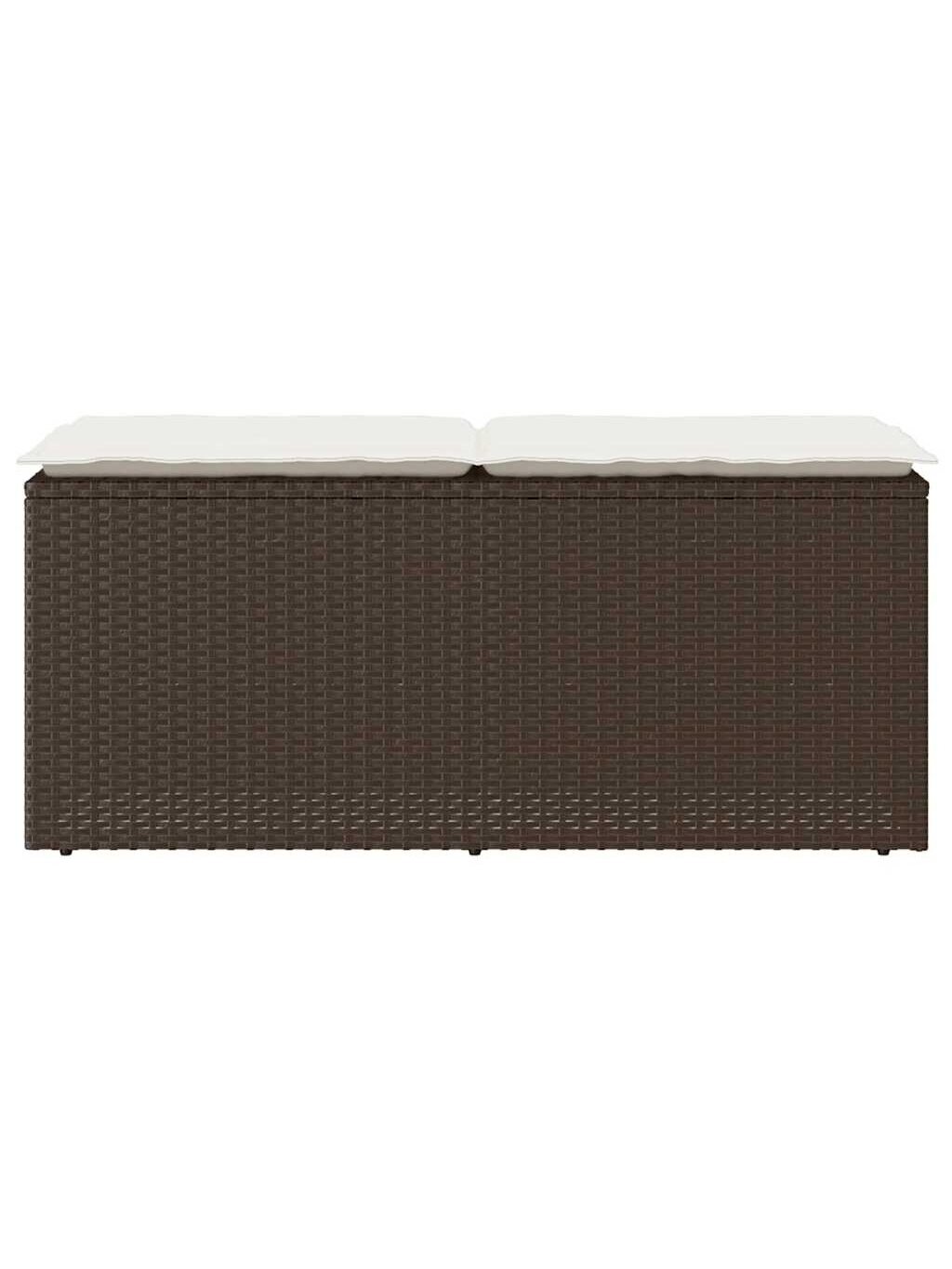 Garden bench with cushion, brown, 110 x 40 x 44 cm, poly rattan 3