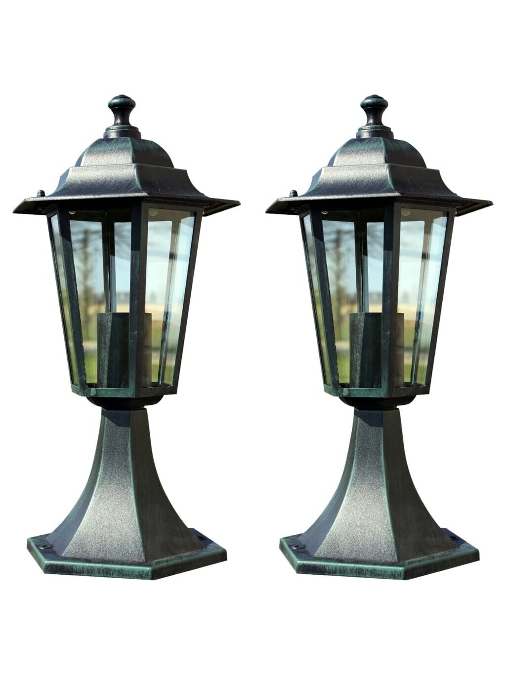 Garden lights, 2 pcs, dark green/black, aluminum (2x40249)