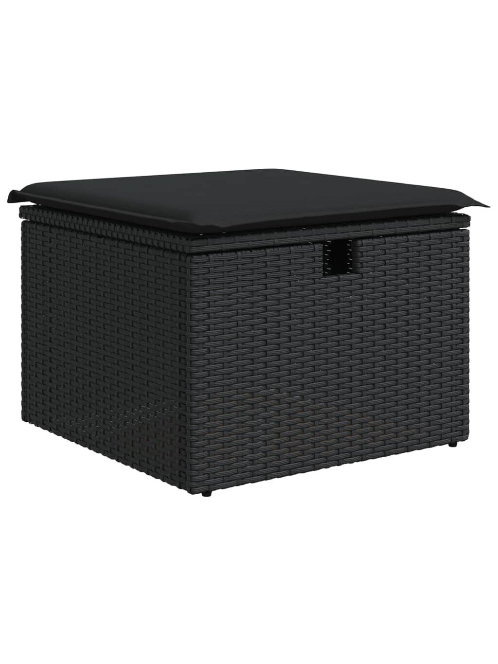 Aiatumba koos padjaga, must, 55 × 55 × 37 cm, polürattan
