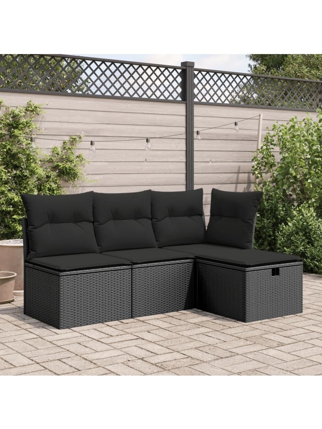 Aiatumba koos padjaga, must, 55 × 55 × 37 cm, polürattan 4