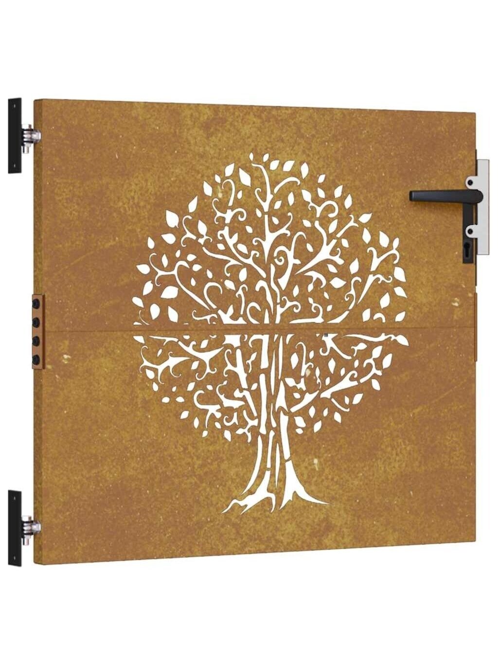 Sodo vartai, 85x100cm, corten plienas, medžio dizaino 2