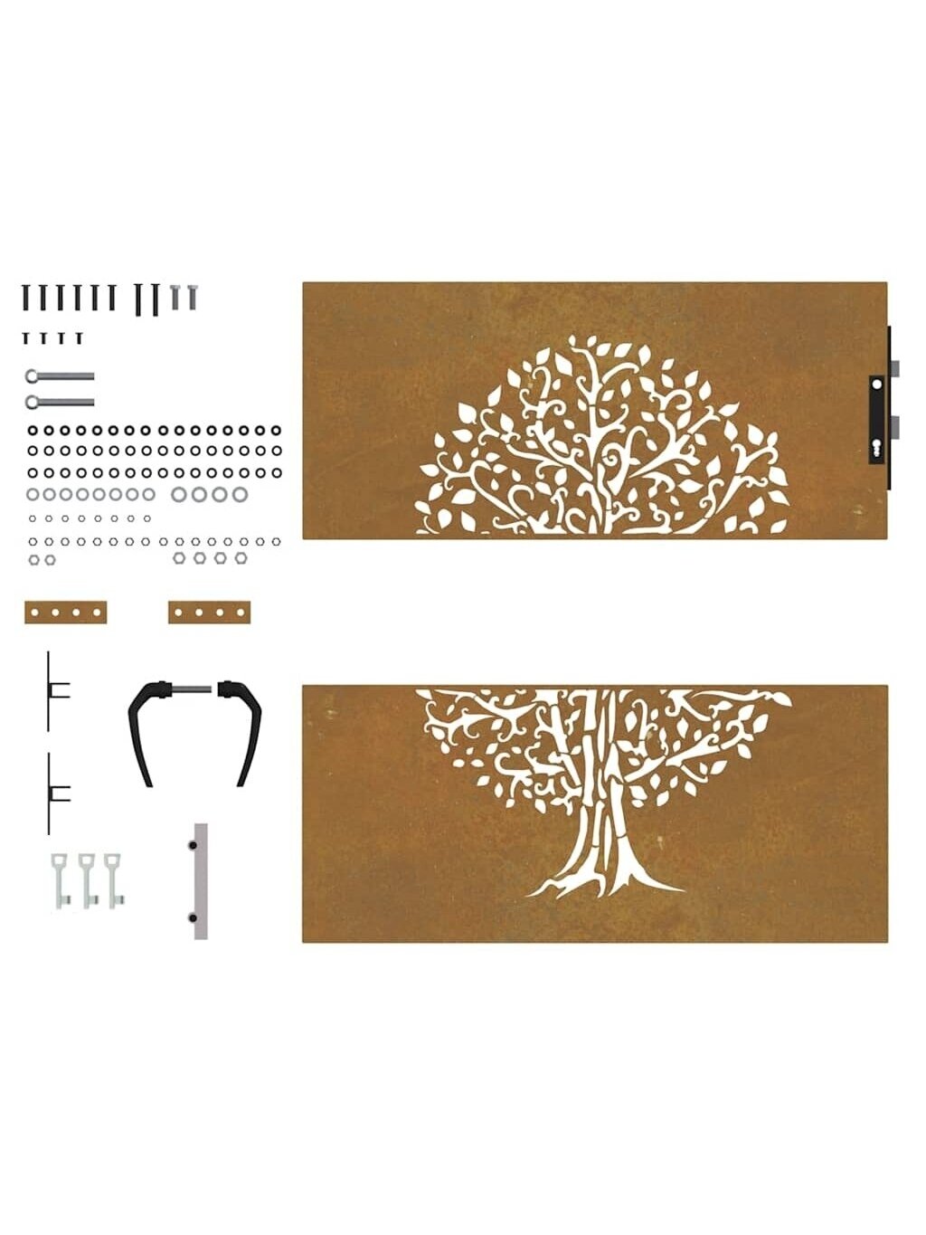 Sodo vartai, 85x100cm, corten plienas, medžio dizaino 7