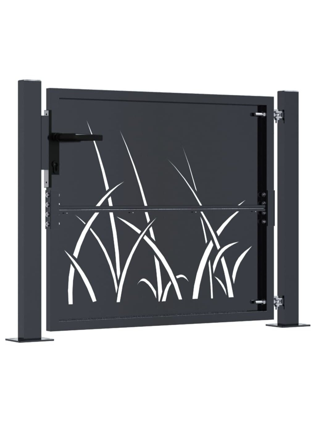 Brama ogrodowa, antracyt, 105x105 cm, stal, wzór trawy 3